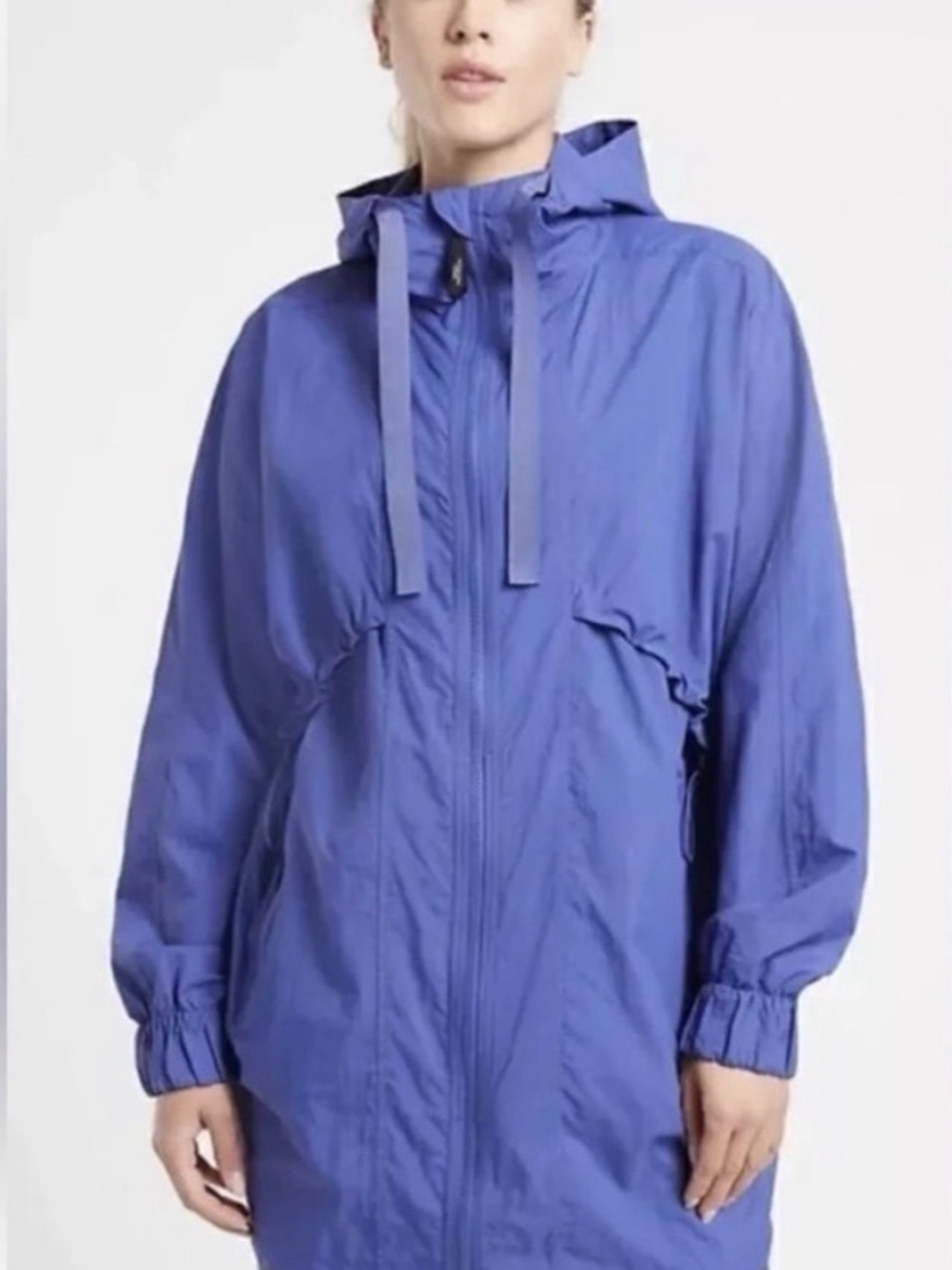 Athleta x Allyson Felix Periwinkle Utility Hooded Rain Jacket Flaws Medium
